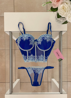 Conjunto Corset Push-up Princess Azul