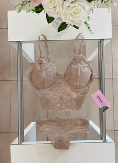 Conjunto Encaje Push-up Beige