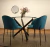 JUEGO COMEDOR DE MESA REDONDA DE VIDRIO CON 4 SILLAS TAPIZADAS EN PANA TURQUESA - comprar online