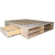 Box de sommier de madera natural 140 x 190 cm con botinero y 4 cajones corredizos abiertos