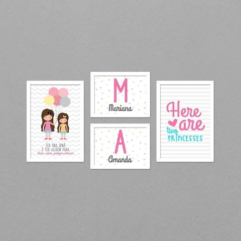 Kit de quadros para menina irmãs | K430