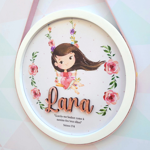 Porta Maternidade Menina No Balanço Floral | PA308