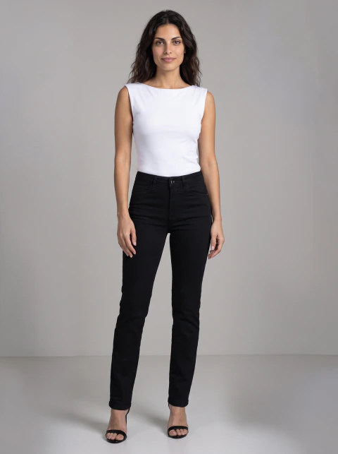 CALÇA BRIM LYCRA FEM RETA C/ MEDIA 36/46 - VFBL0006