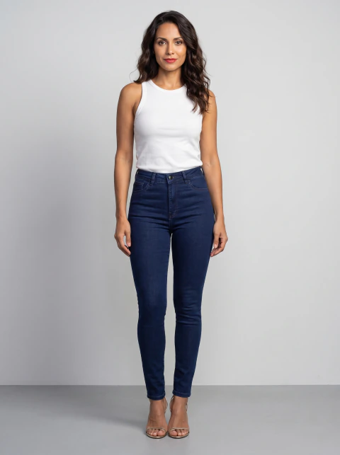 CALÇA JEANS LYCRA F SKINNY C/ALTA 36/46 - VFCJ0129