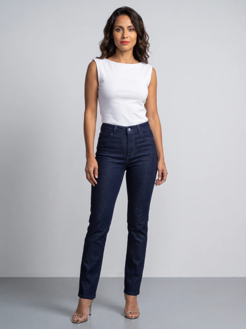 CALÇA JEANS LYCRA FEM RETA C/ALTA 36/46 - VFCJ3043