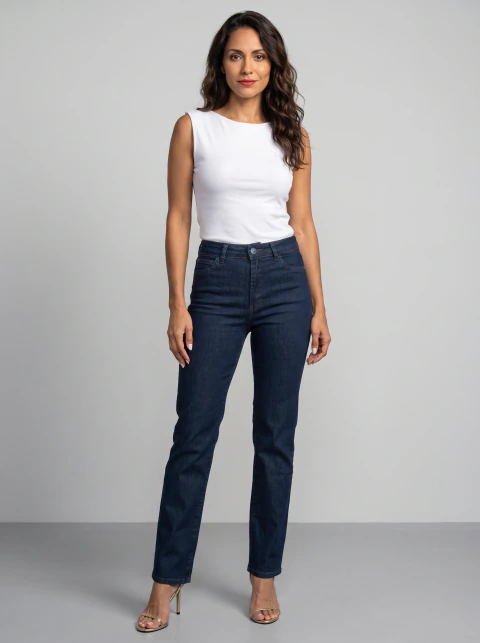CALÇA JEANS LYCRA FEM RETA C/ALTA 36/46 - VFCJ3046