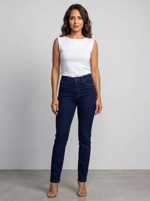 CALÇA JEANS LYCRA FEM RETA C/ALTA 36/46 - VFCJ3053