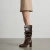 Bota Marrom Cano Longo Couro Slouchy Bardot