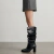 Bota Preta Cano Longo Couro Slouchy Bardot