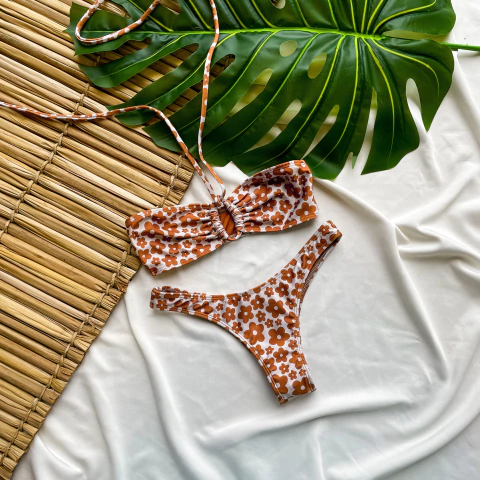 PRÉ VENDA CONJUNTO DUNAS FLORAL CARAMELO