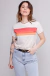 camiseta feminina ringer listras quentes