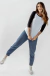 Camiseta Feminina Raglan Manga 3/4 Branco / Preto - comprar online
