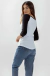 Camiseta Feminina Raglan Manga 3/4 Branco / Preto - Rocket Camisetas
