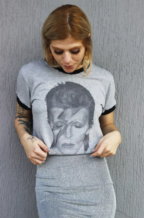 camiseta feminina ringer david bowie