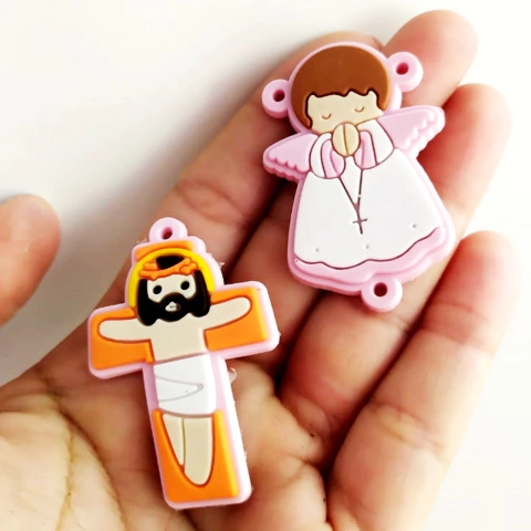 Kit terço infantil rosa emborrachado (und)