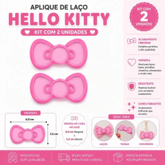 Aplique Laço Hello Kitty em Acrílico Rosa 6cm para Laços, Tiaras e Artesanato | Dita Bijuterias