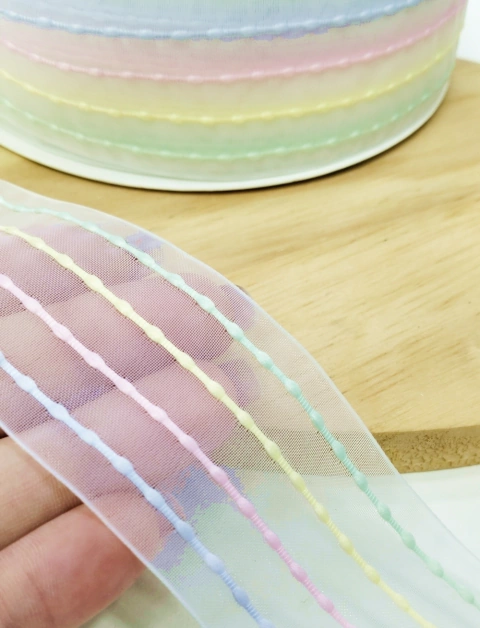 Fita de Organza Listra mini Pompom (2 metros)