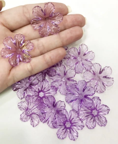 Flor De Acrilico Transparente Lilas (20gramas)