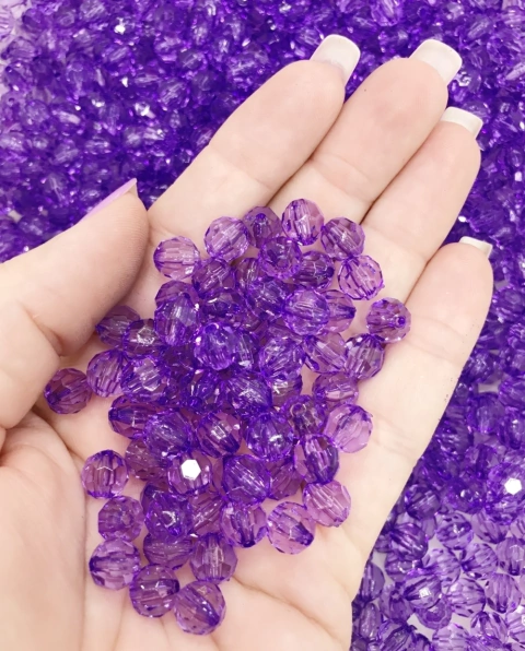 Miçanga sextavada Transparente Roxo 051 (20 gramas)