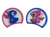 Aplique em acrílico com os personagens Stitch e Angel em cores azul e rosa.