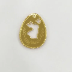 Tag Pingente de Acrilico Ovo de Páscoa Dourado 3,8x2,9 cm - Dita Bijuterias