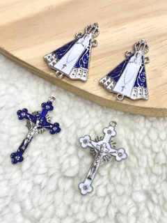 2 Kits Entremeio Terço Resinado Nossa Senhora Aparecida Niquel (4 pcs) - loja online