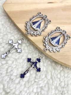 2 Kits Entremeio Terço Resinado Nossa Senhora Aparecida Oval Niquel (4 pcs) - loja online