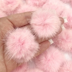 Pompom Achatado Rosa Bebe 4,5cm (par)