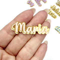 Imagem do KIT Nome Acrilico Personalizado 3D base dourada (5 und)