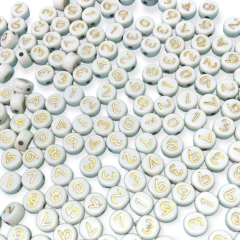Miçanga De Numero Branco Com Dourada 7mm (20 Gramas) - comprar online