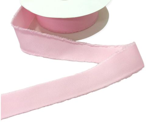 Fita Gorgurão Rosa Bebe com Borda Desfiada 38mm (2 Metros)