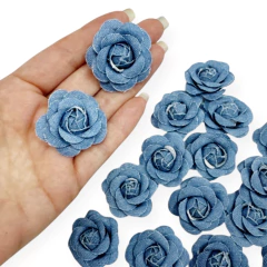 aplique de flor jeans