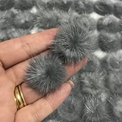 Pompom Achatado Cinza 2,5cm (par)