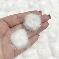 Pompom Achatado Branco 2,5cm (par)