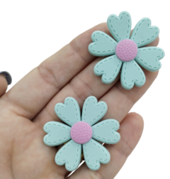 Aplique Flor Turquesa emborrachado (2 unds)
