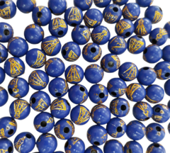 Contas Para Terço Com Nossa Senhora Aparecida Azul com Dourado 8mm (20 gramas) - comprar online