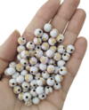 Contas Para Terço Com Nossa Senhora Aparecida Branco com Dourado 8mm (20 gramas)
