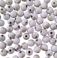 Contas Para Terço Com Nossa Senhora Aparecida Branco com Prata 8mm (20 gramas) - comprar online