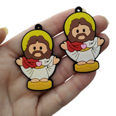 Pingente Emborrachado Sagrado Coração de Jesus (par)