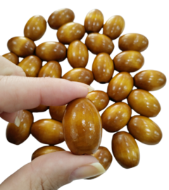 Azeitona Passante de Madeira Marrom Claro 27x20mm (4unds) - Dita Bijuterias