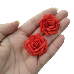 Aplique Flor de Cetim Vermelho (par)