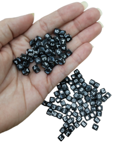 Dado de numero preto com Branco 6mm (20 gramas) - comprar online