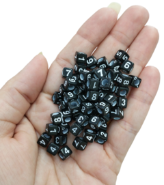 Dado de numero preto com Branco 6mm (20 gramas)