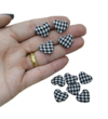 Aplique coração Pied Poule Preto (10unds)