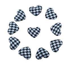 Aplique coração Pied Poule Preto (10unds) - comprar online