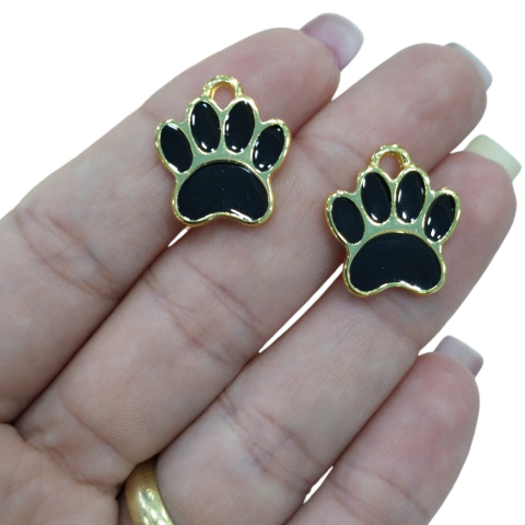 Pingente Metal Dourado Patinha Preto (2unds)