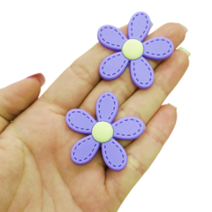 Aplique Flor Lilás Pontilhada emborrachado (2 unds)