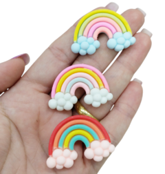 Aplique de Resina Arco Iris Nuvem Mix (5unds) - Dita Bijuterias