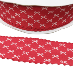 Fita Dupla Face Vermelho com Laçinhos 38mm (1metro)