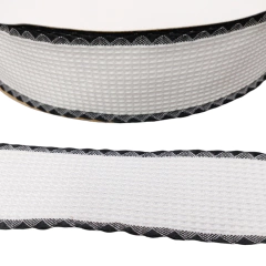 Fita Tricozinho com Borda Desenhada Branco 38mm (Metro)